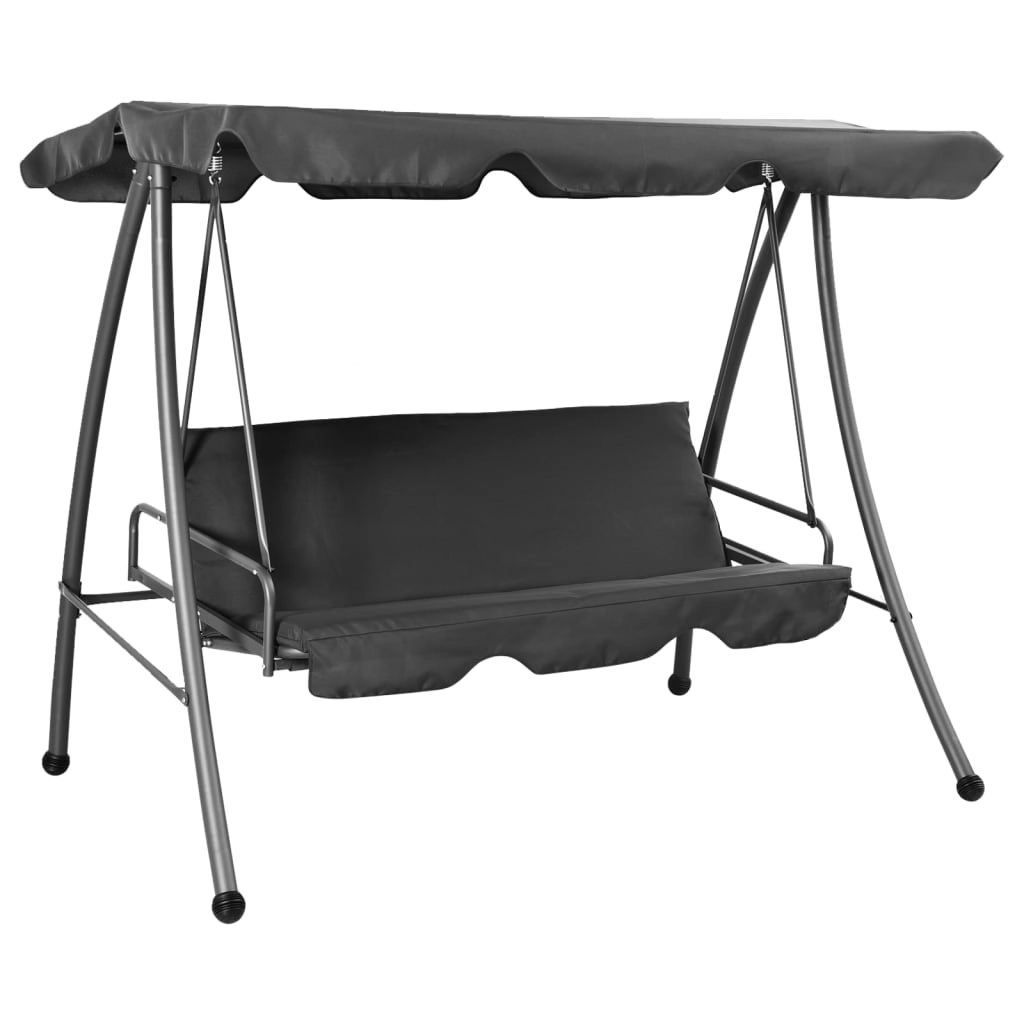 Outdoor Swing Bench with Canopy Anthracite 192x118x175 cm Steel 45072