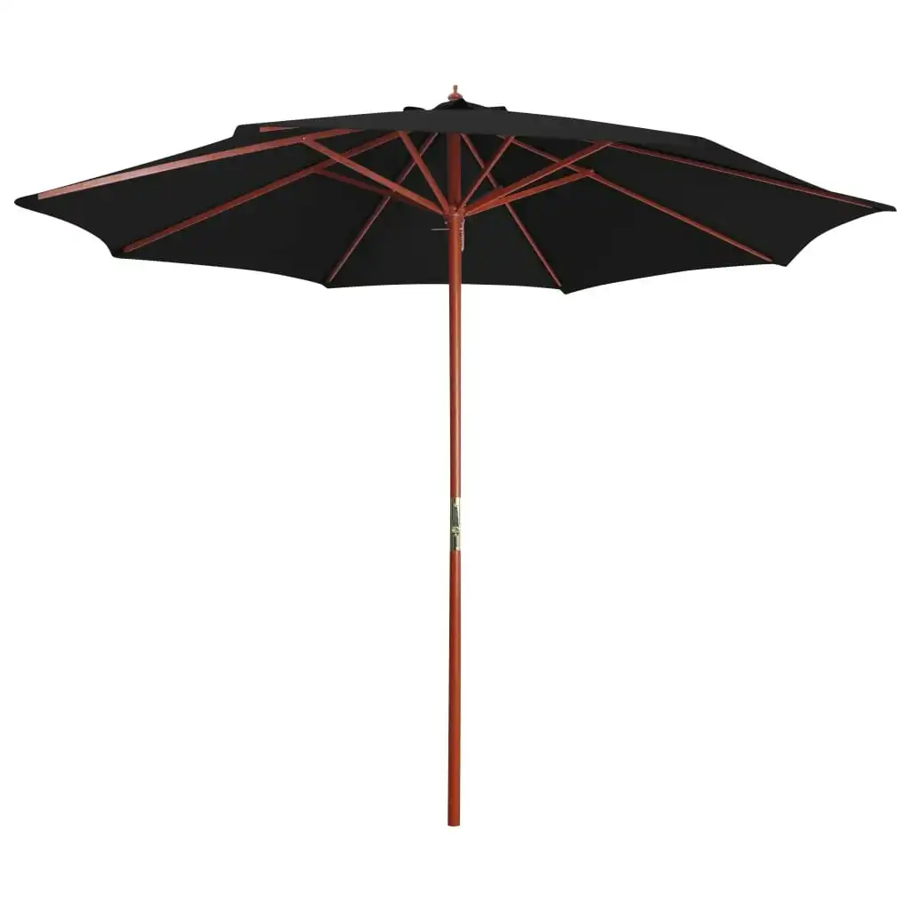 Parasol with Wooden Pole 300x258 cm Black 47124