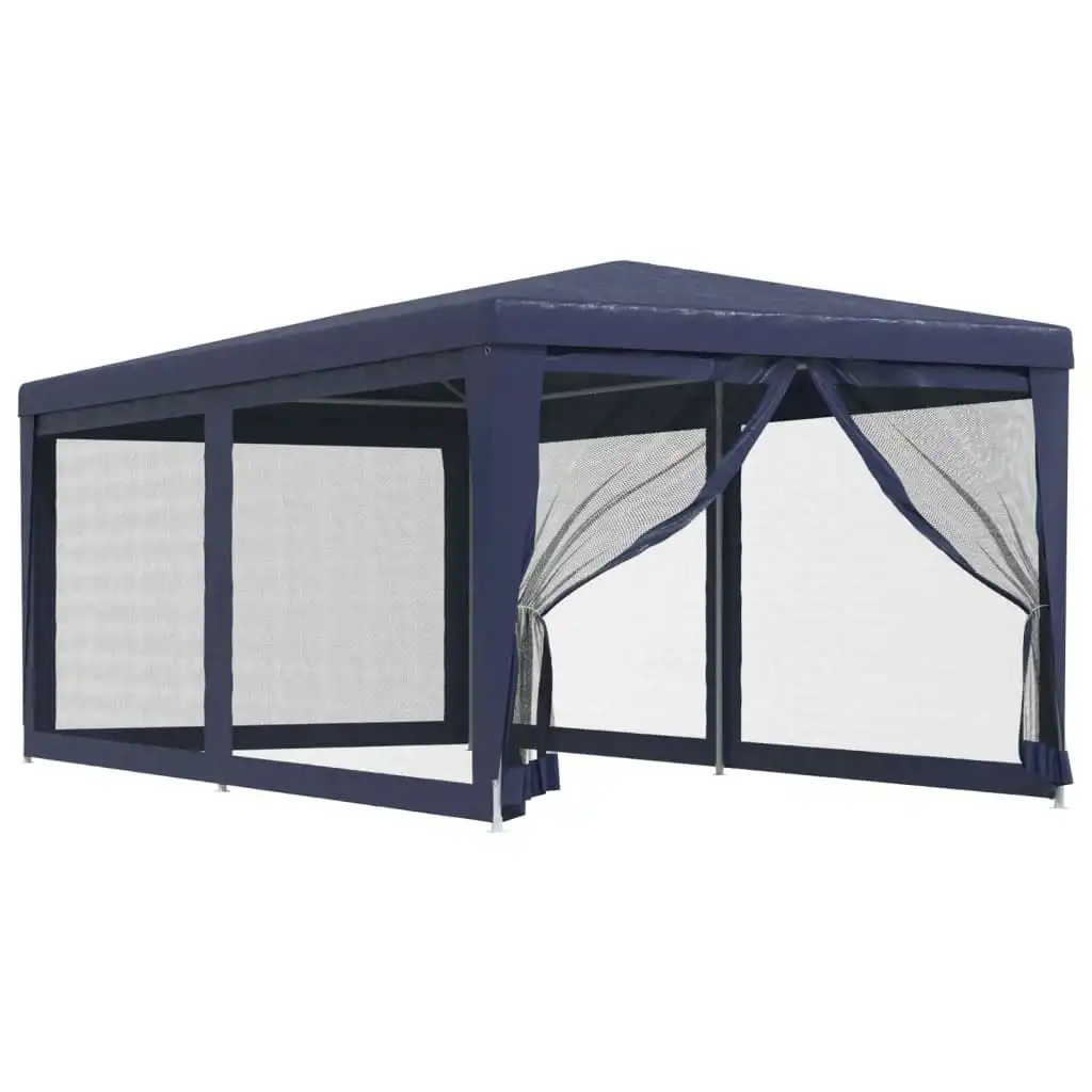 Party Tent with 6 Mesh Sidewalls Blue 3x6 m HDPE 319237