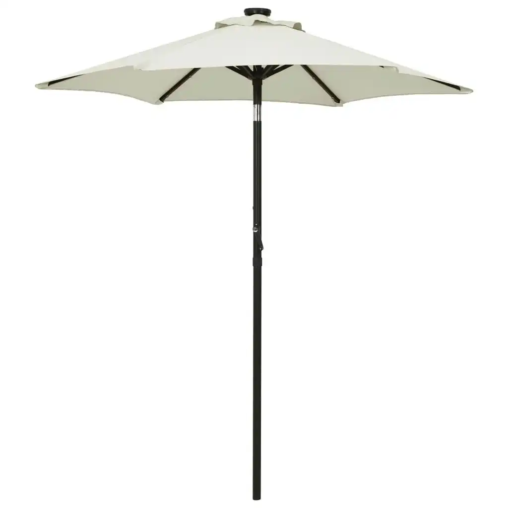 Parasol with LED Lights Sand 200x211 cm Aluminium 313557