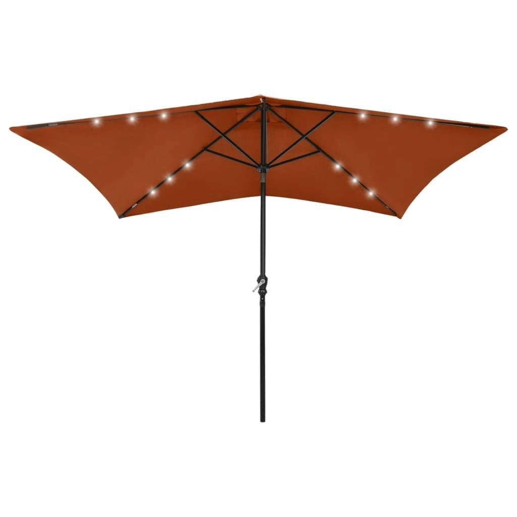 Parasol with LEDs and Steel Pole Terracotta 2x3 m 313791