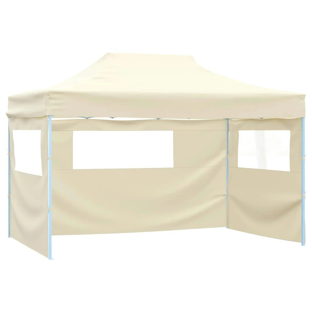 Professional Folding Party Tent with 3 Sidewalls 3x4 m Steel Cream 48893