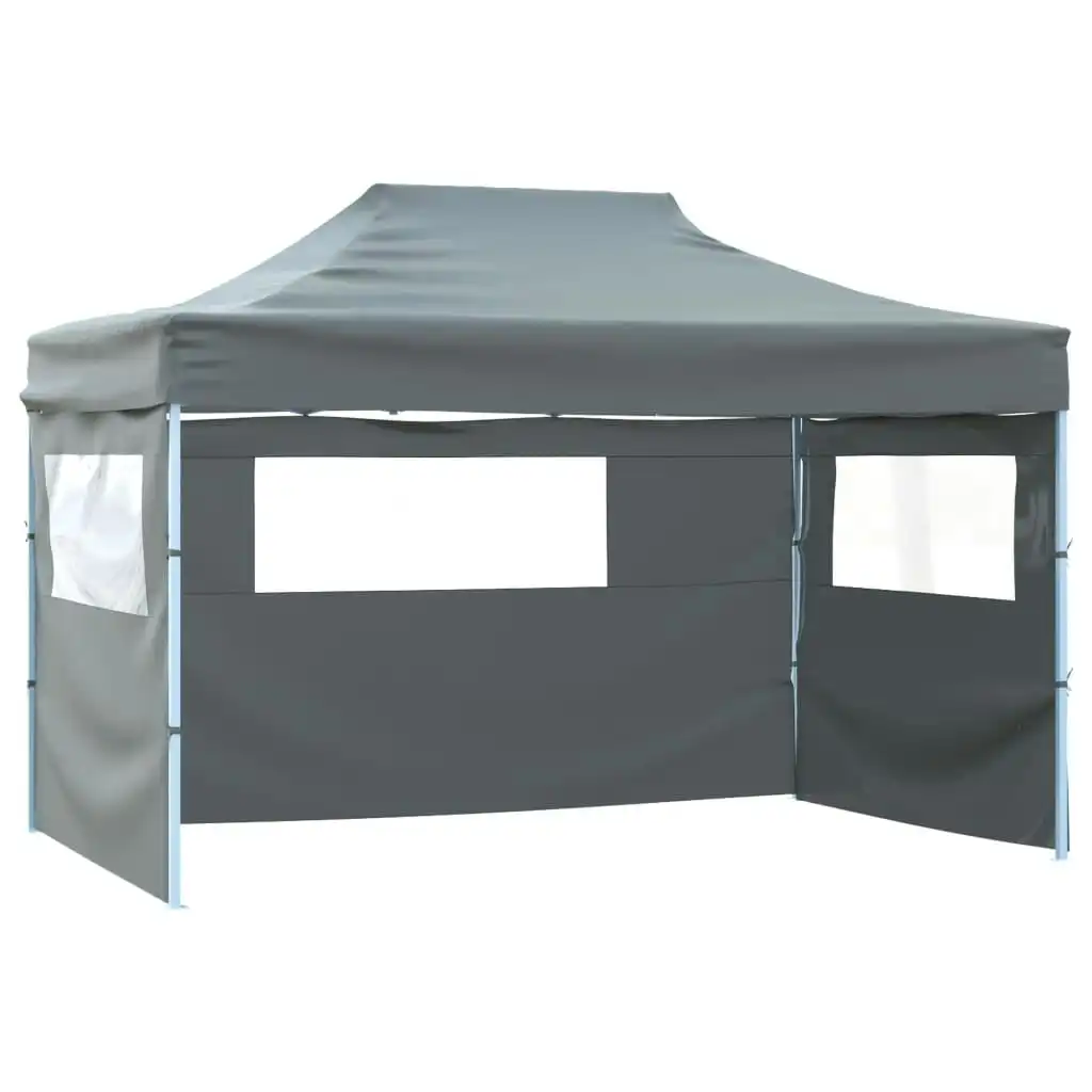 Professional Folding Party Tent with 3 Sidewalls 3x4 m Steel Anthracite 48896