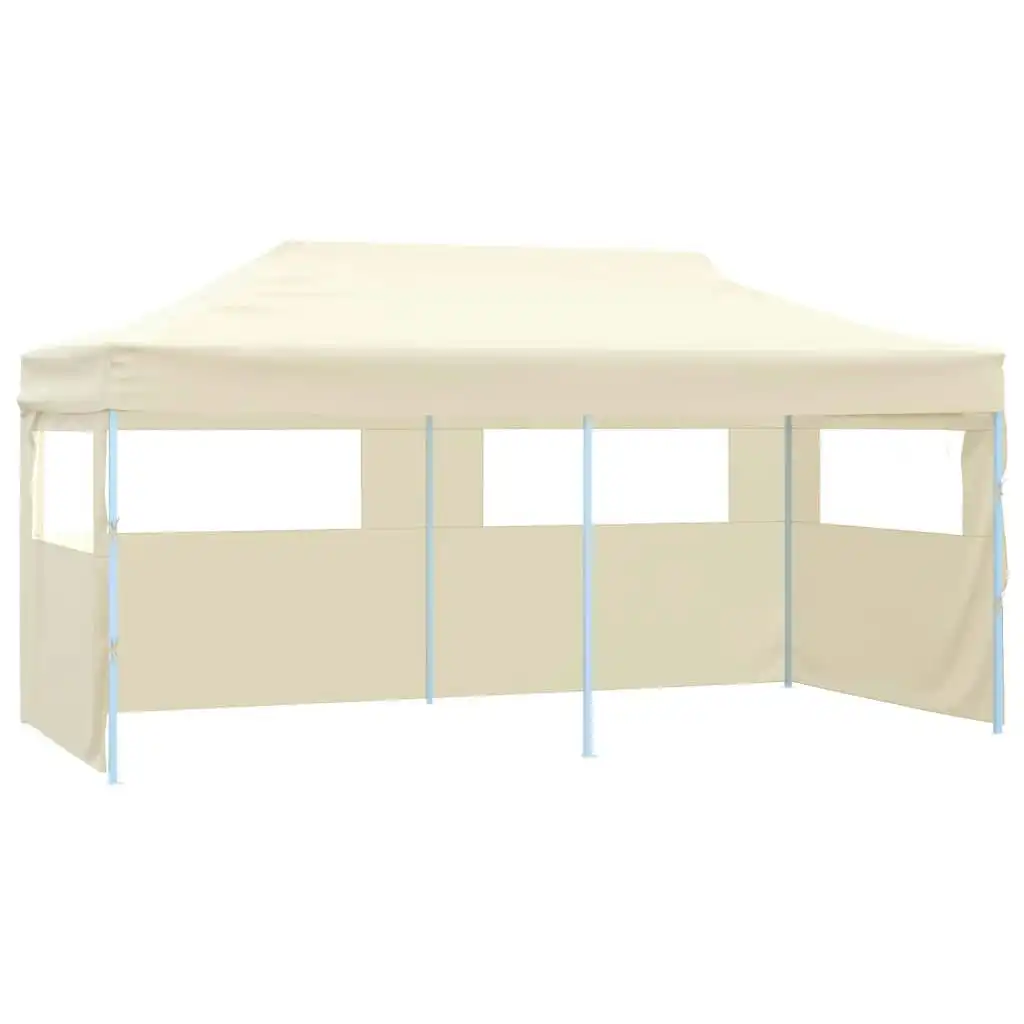 Professional Folding Party Tent with 4 Sidewalls 3x6 m Steel Cream 48866