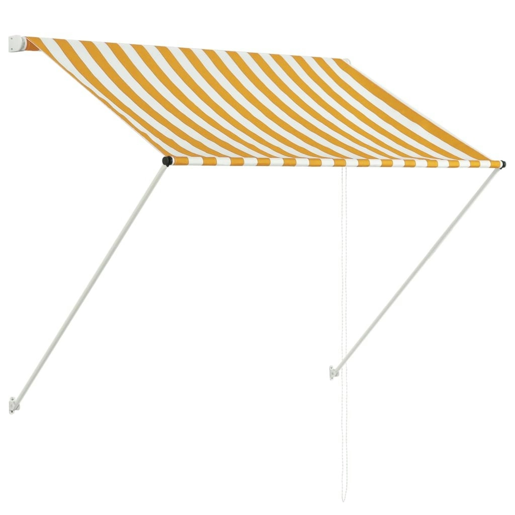 Retractable Awning 100x150 cm Yellow and White 145890