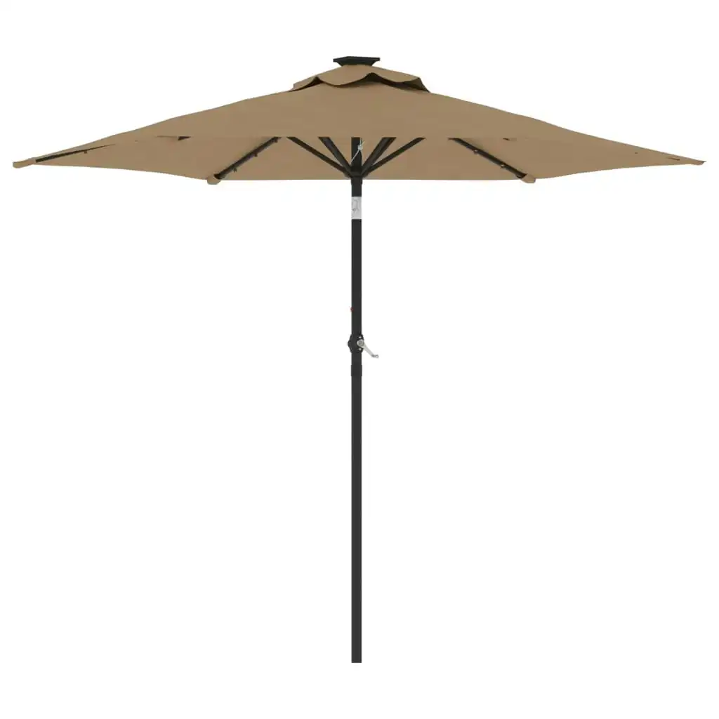 Garden Parasol with LEDs and Steel Pole Taupe 225x225x212cm 4005069