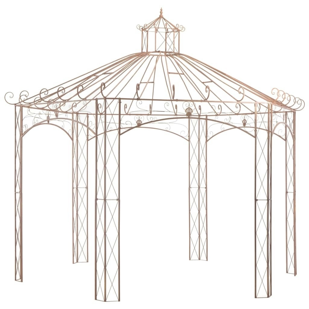 Garden Pavilion Antique Brown 4 m Iron 45439