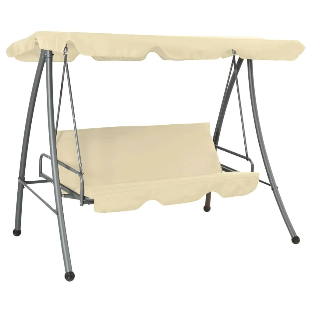 Outdoor Swing Bench with Canopy Sand White 43237