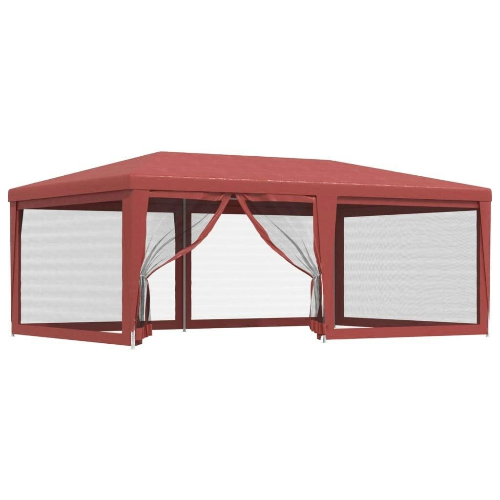 Party Tent with 6 Mesh Sidewalls Red 6x4 m HDPE 319260