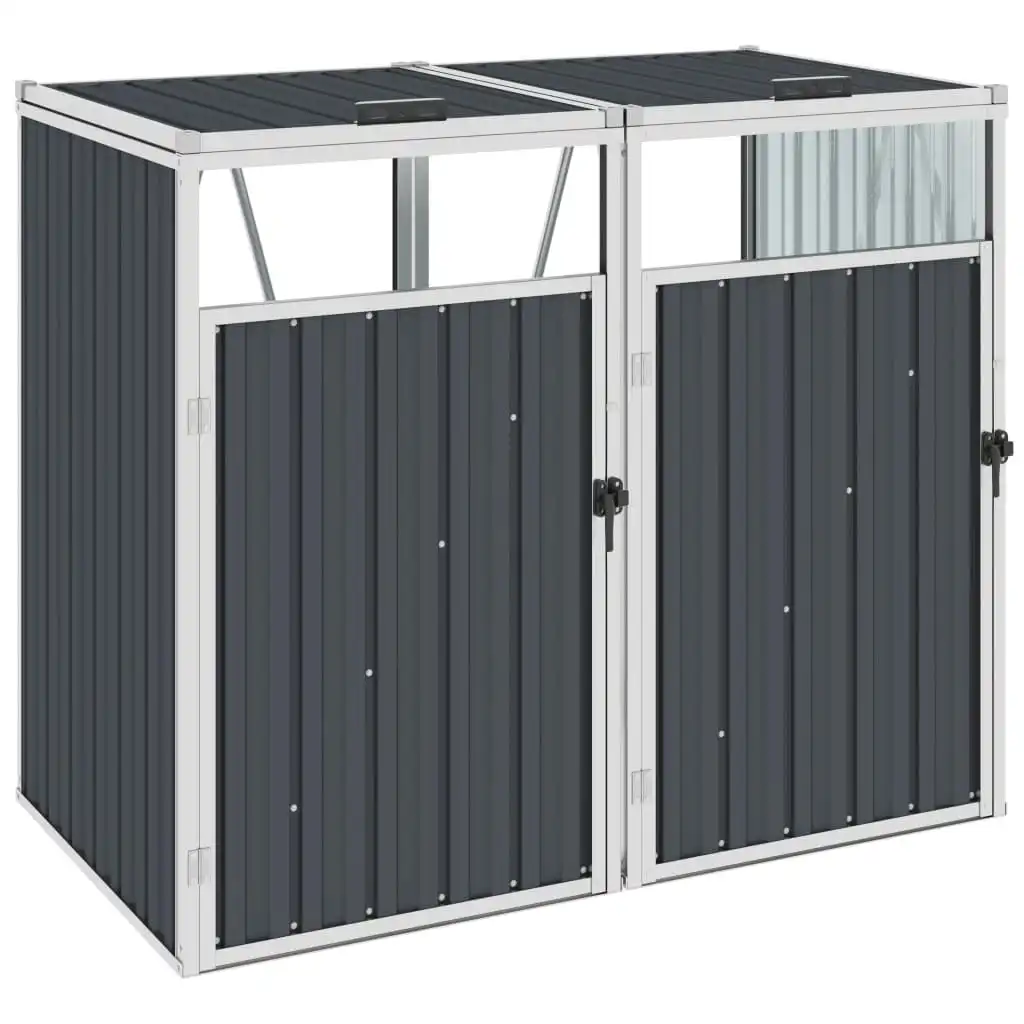 Double Garbage Bin Shed Anthracite 143x81x121 cm Steel 46279