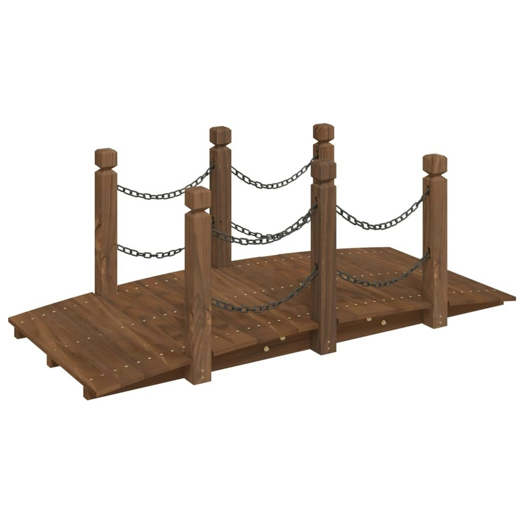 Garden Bridge with Chain Railings 150x67x56cm Solid Wood Spruce 363358