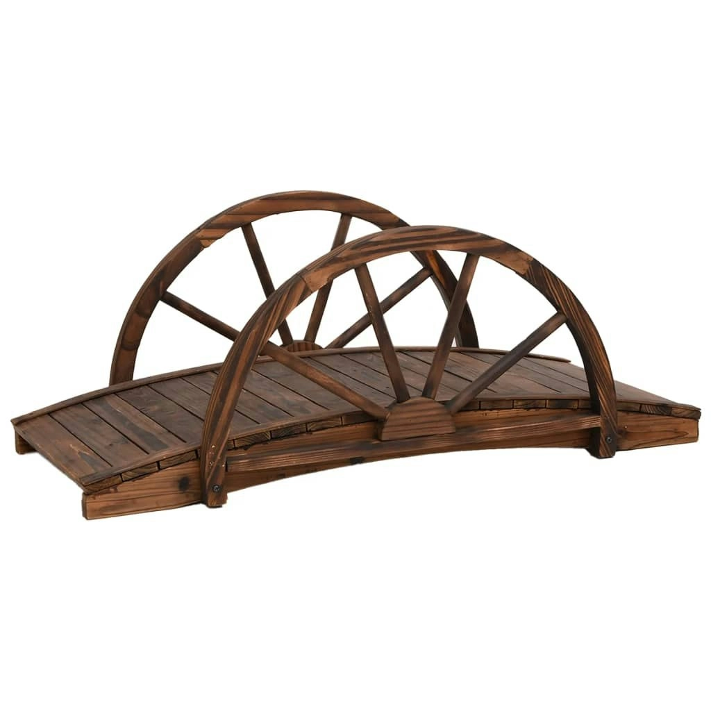 Garden Bridge with Half-wheel 99x50x38 cm Solid Wood Fir 363338