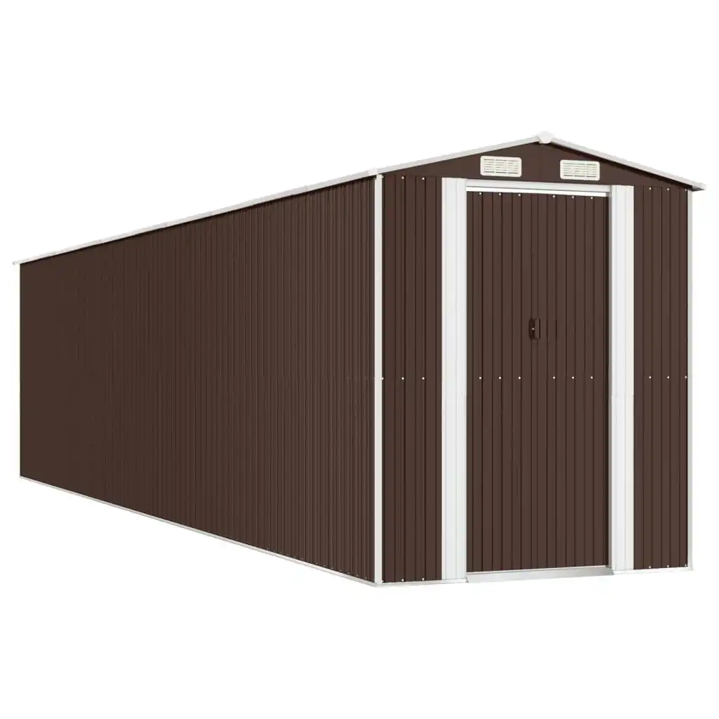 Garden Shed Dark Brown 192x855x223 cm Galvanised Steel 3147468