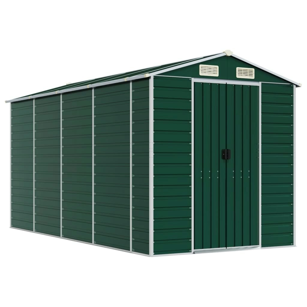 Garden Shed Green 191x385x198 cm Galvanised Steel 3188234