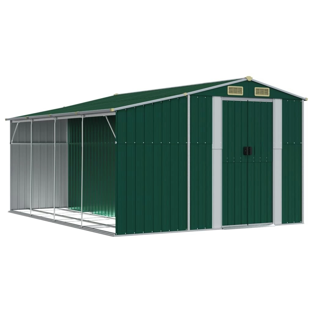 Garden Shed Green 277x365.5x179 cm Galvanised Steel 3188288