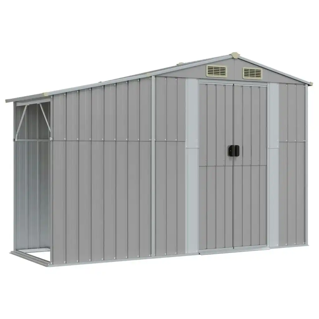 Garden Shed Grey 277x93x179 cm Galvanised Steel 364516