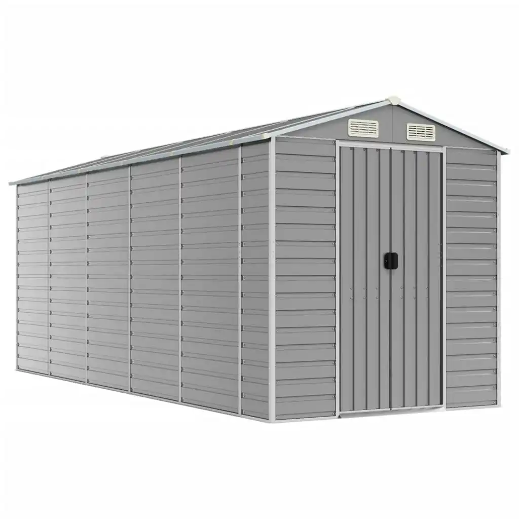 Garden Shed Light Grey 191x470x198 cm Galvanised Steel 3188246