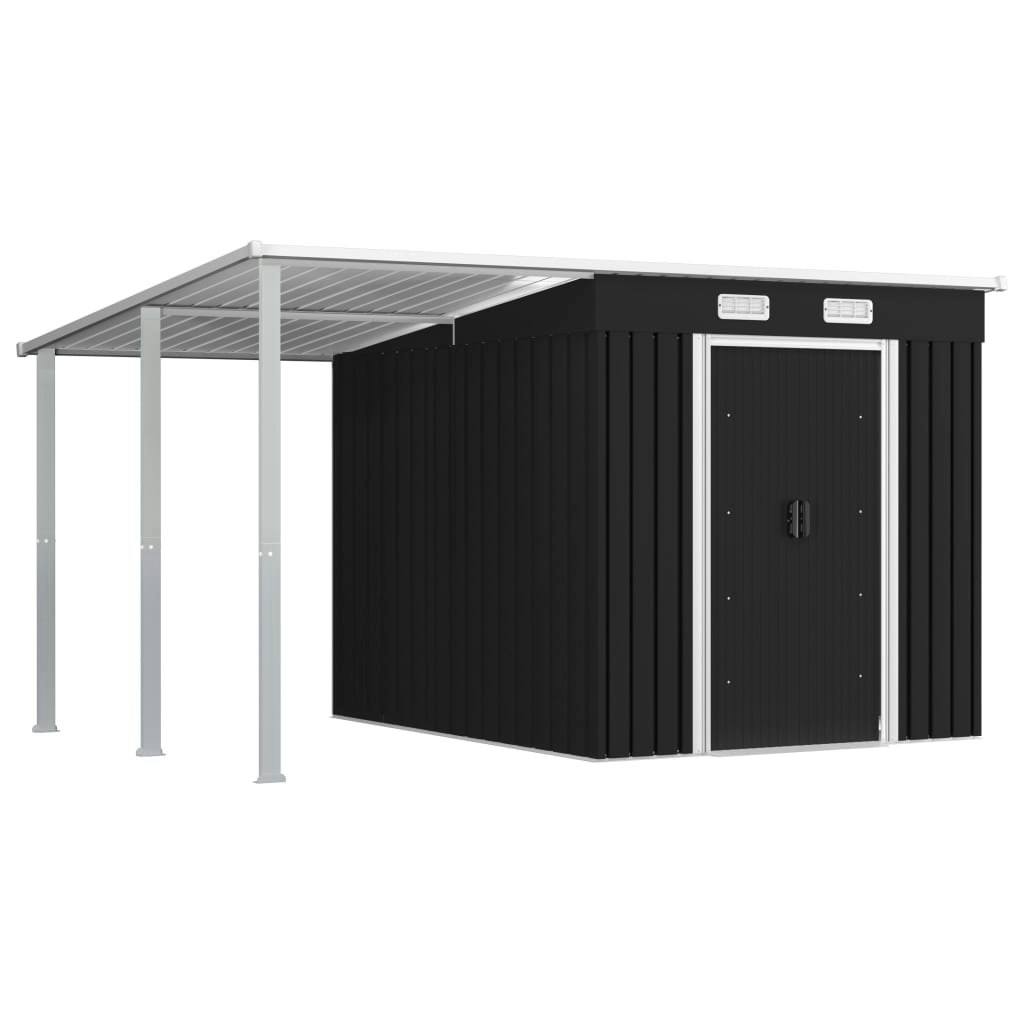 Garden Shed with Extended Roof Anthracite 346x236x181 cm Steel 144038