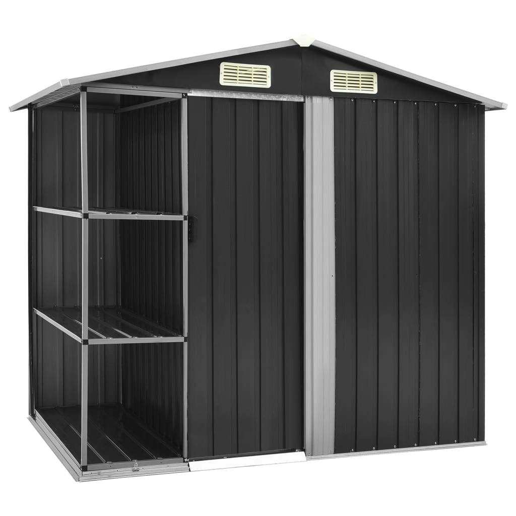 Garden Shed with Rack Anthracite 205x130x183 cm Iron 47106