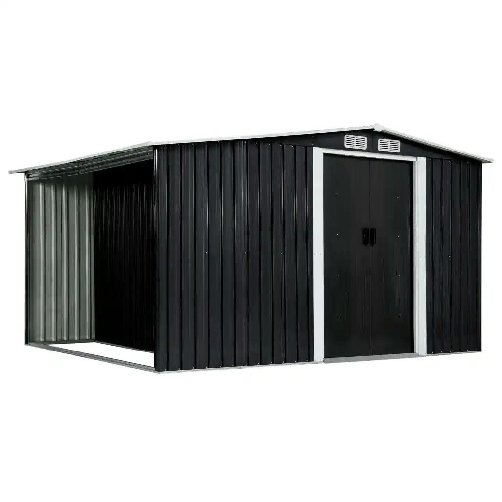 Garden Shed with Sliding Doors Anthracite 329.5x205x178 cm Steel 144020