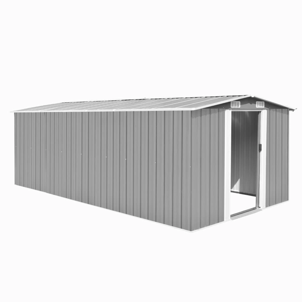 Garden Shed 257x489x181 cm Metal Grey 143349