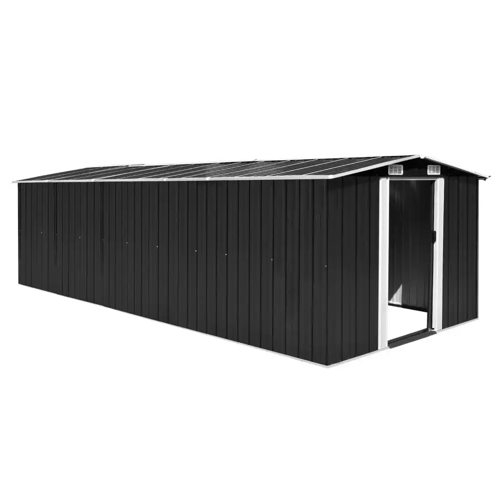 Garden Shed 257x580x181 cm Metal Anthracite 143354