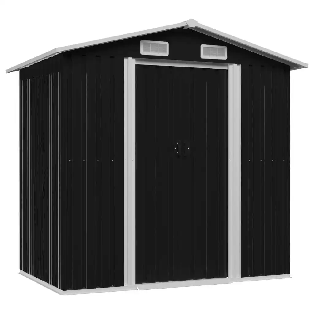 Garden Storage Shed Anthracite Steel 204x132x186 cm 47028