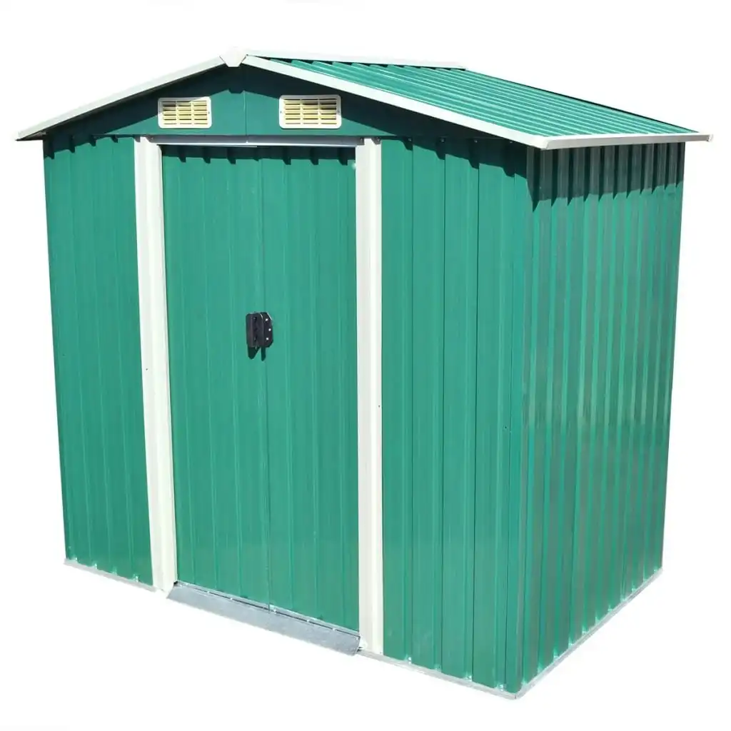 Garden Storage Shed Green Metal 204x132x186 cm 42909