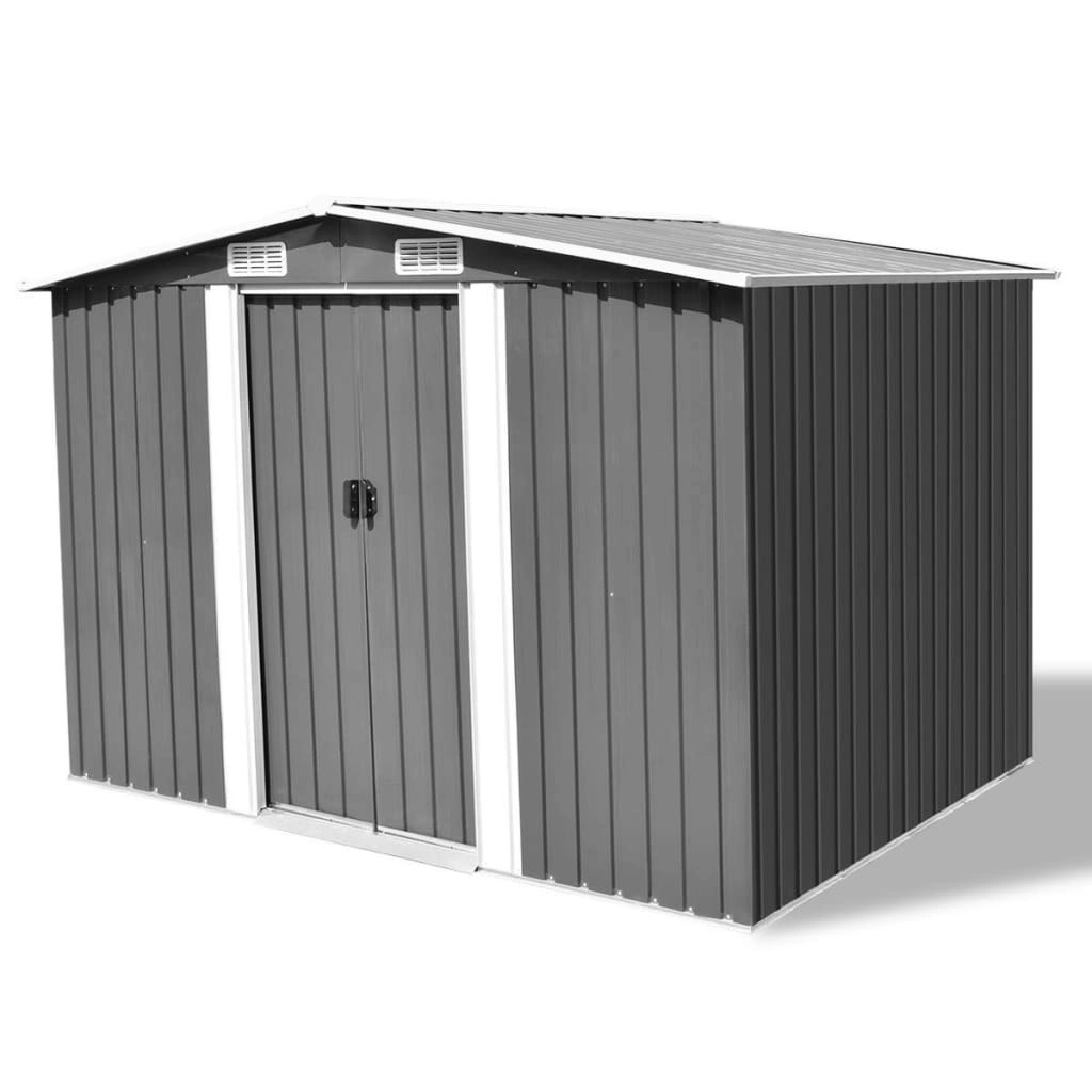 Garden Storage Shed Grey Metal 257x205x178 cm 42907