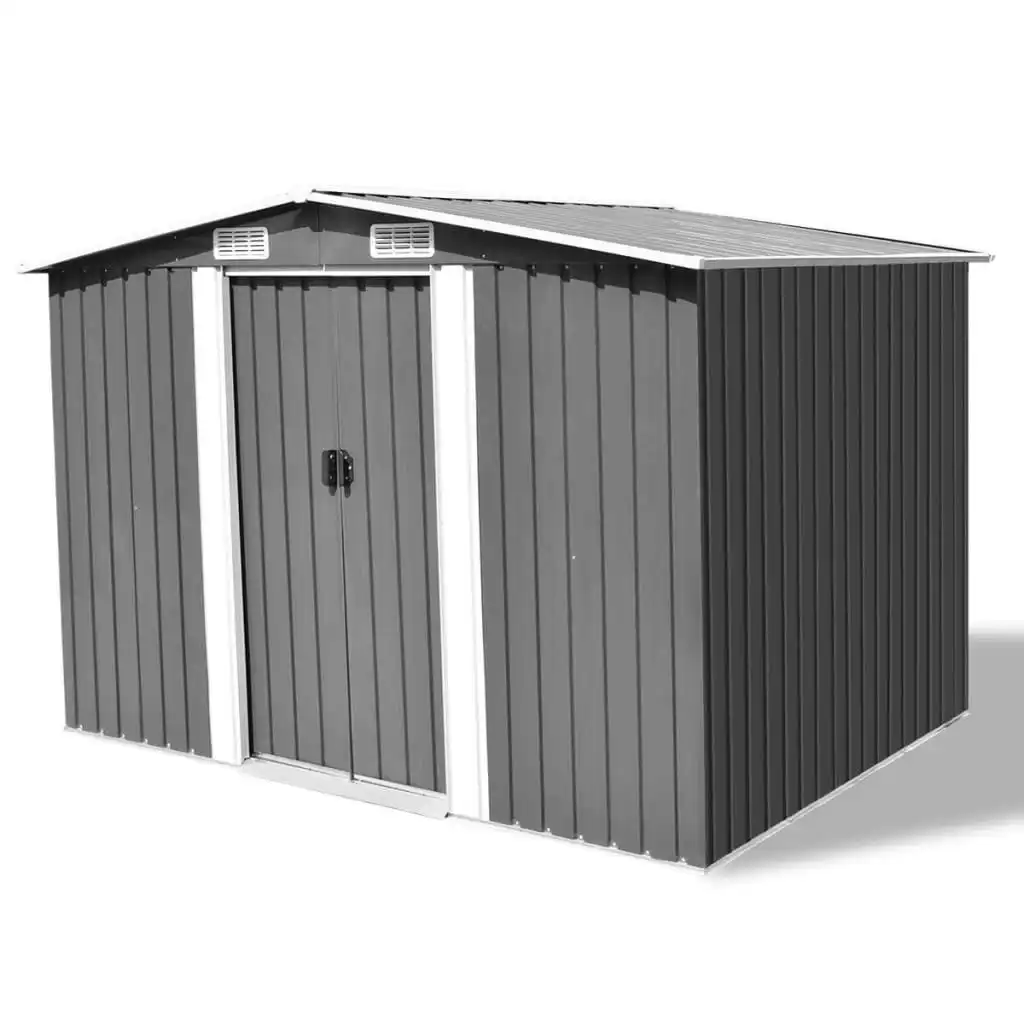 Garden Storage Shed Grey Metal 257x205x178 cm 42907