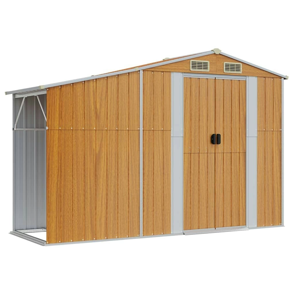 Garden Shed Brown 277x93x179 cm Galvanised Steel 364522