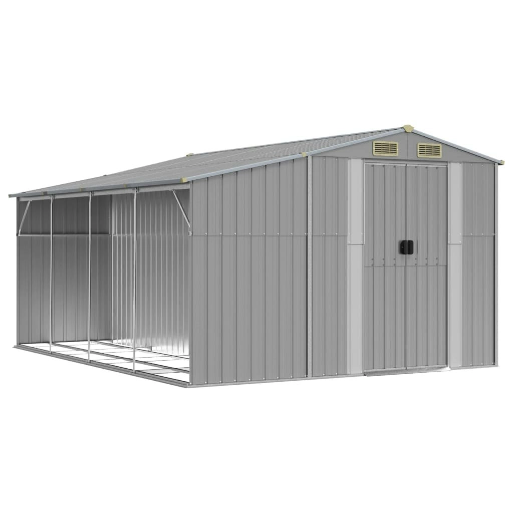 Garden Shed Grey 277x365.5x179 cm Galvanised Steel 3188291