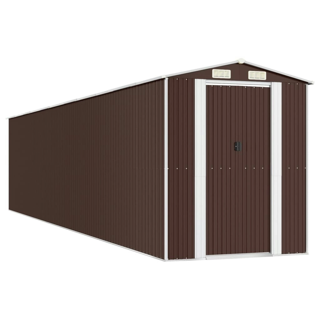 Garden Shed Dark Brown 192x938x223 cm Galvanised Steel 3147469