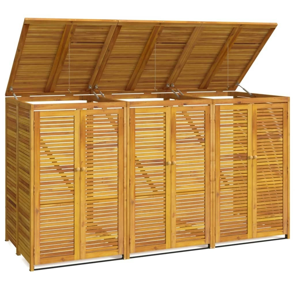 Triple Garbage Bin Shed 210x89x117 cm Solid Wood Acacia 3155240