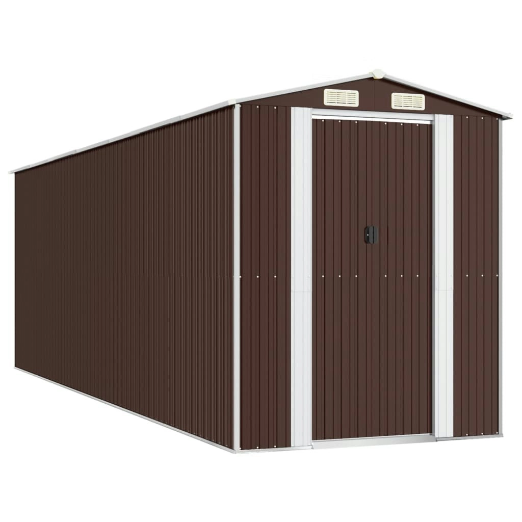 Garden Shed Dark Brown 192x606x223 cm Galvanised Steel 3147465