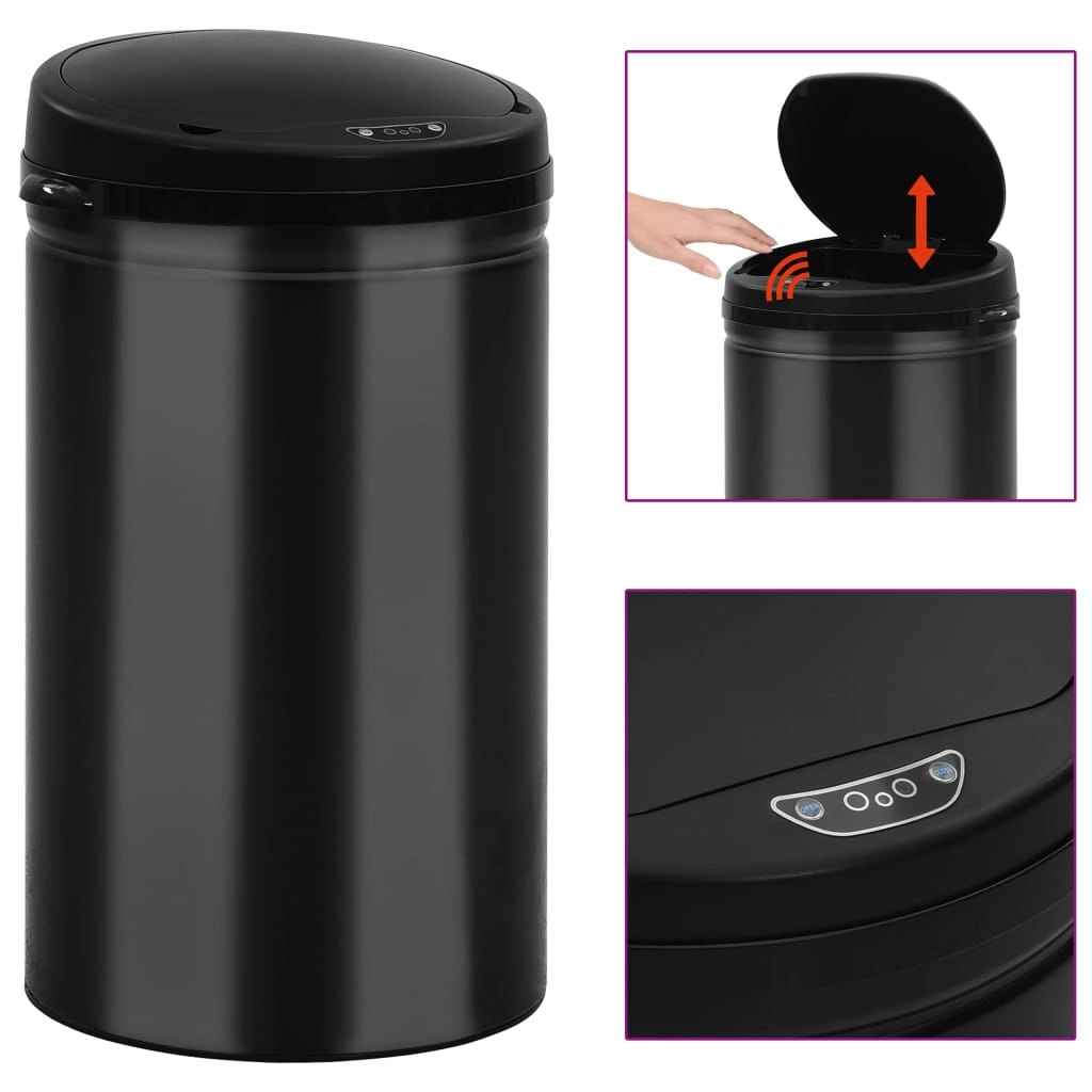 Automatic Sensor Dustbin 40 L Carbon Steel Black 322699