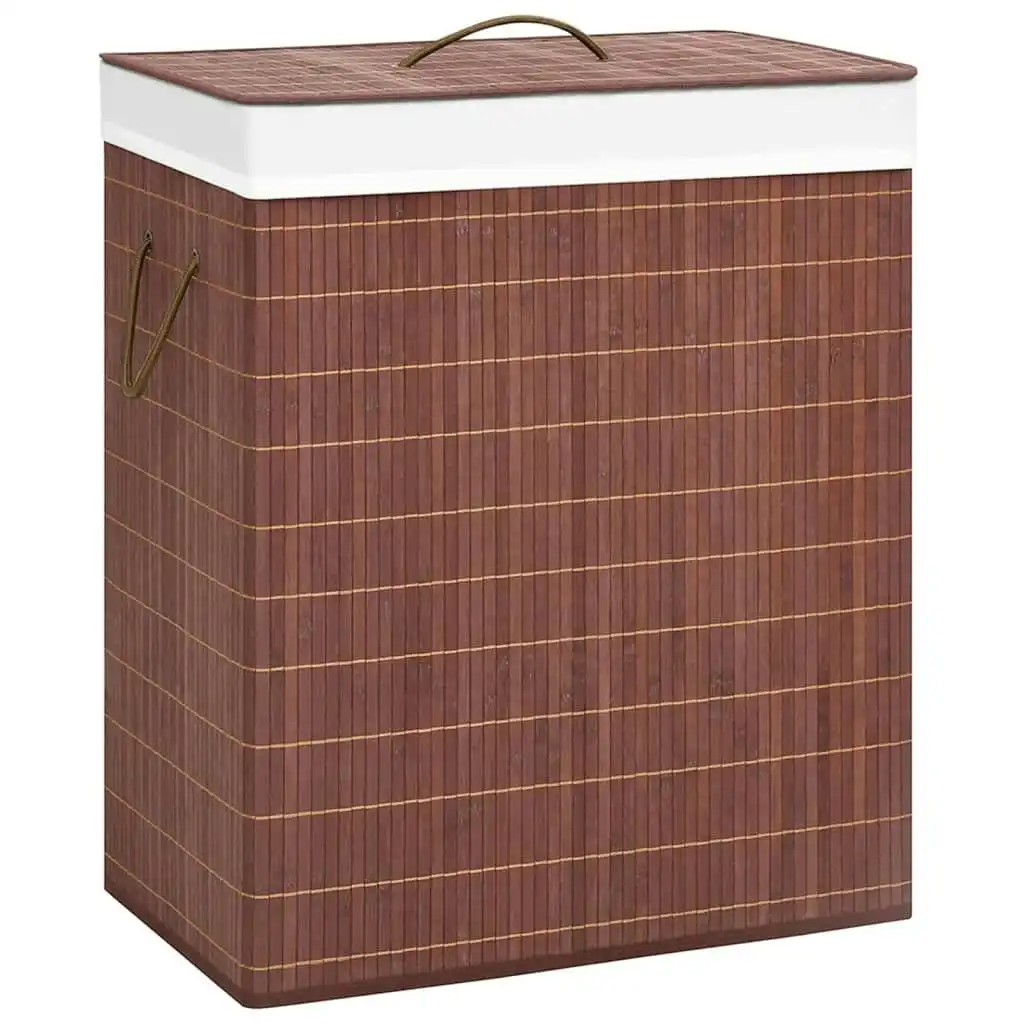 Bamboo Laundry Basket with 2 Sections Brown 100 L 320748