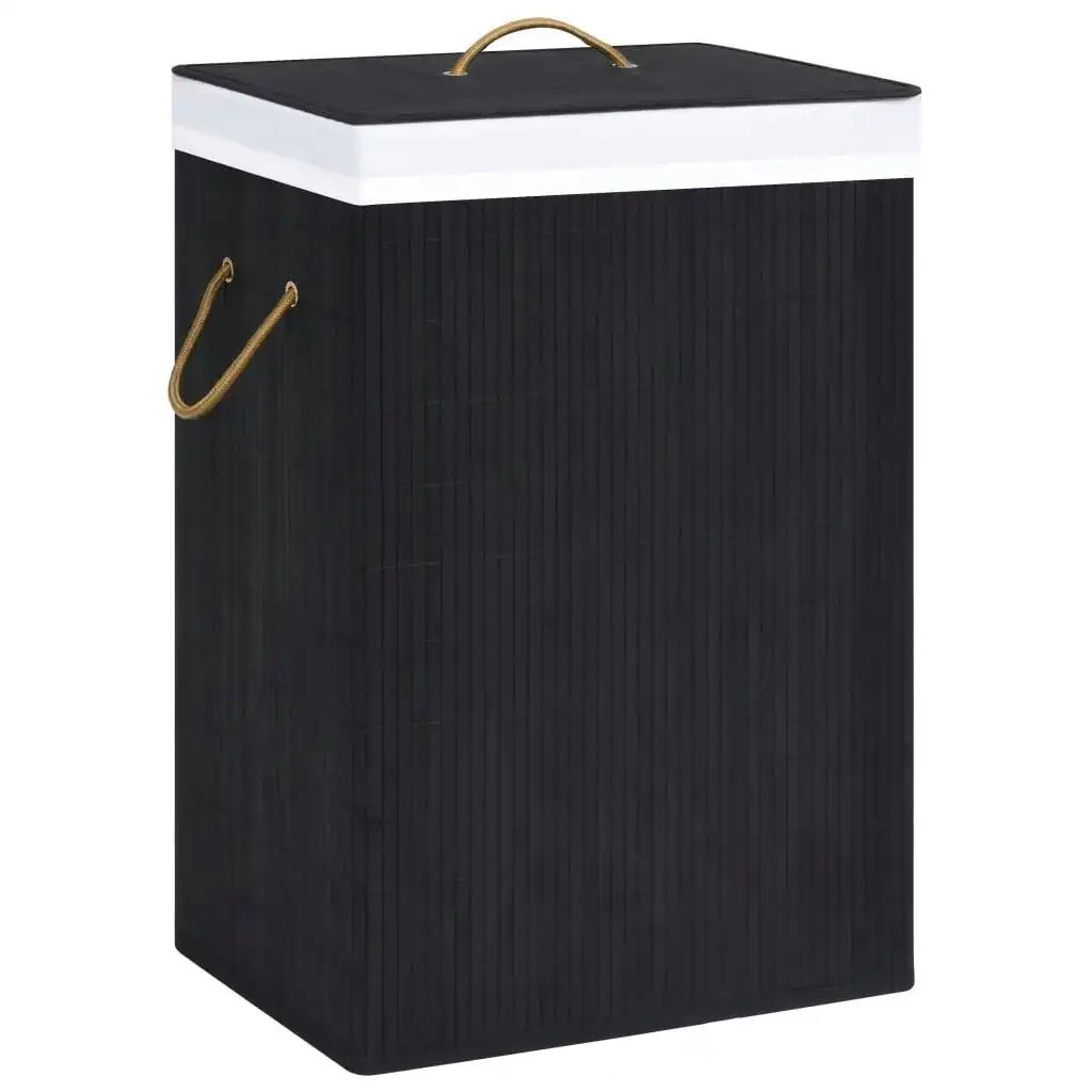 Bamboo Laundry Basket with Single Section Black 320757