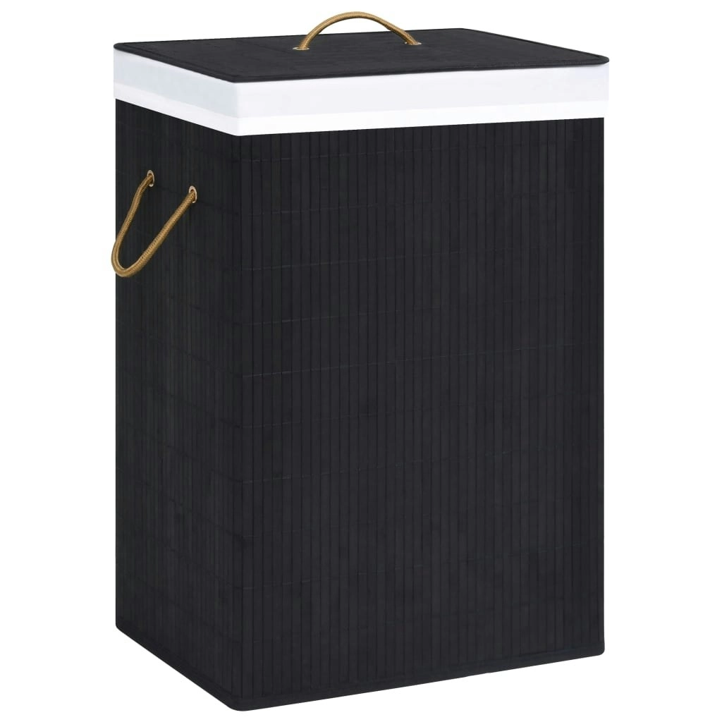 Bamboo Laundry Basket with Single Section Black 320757