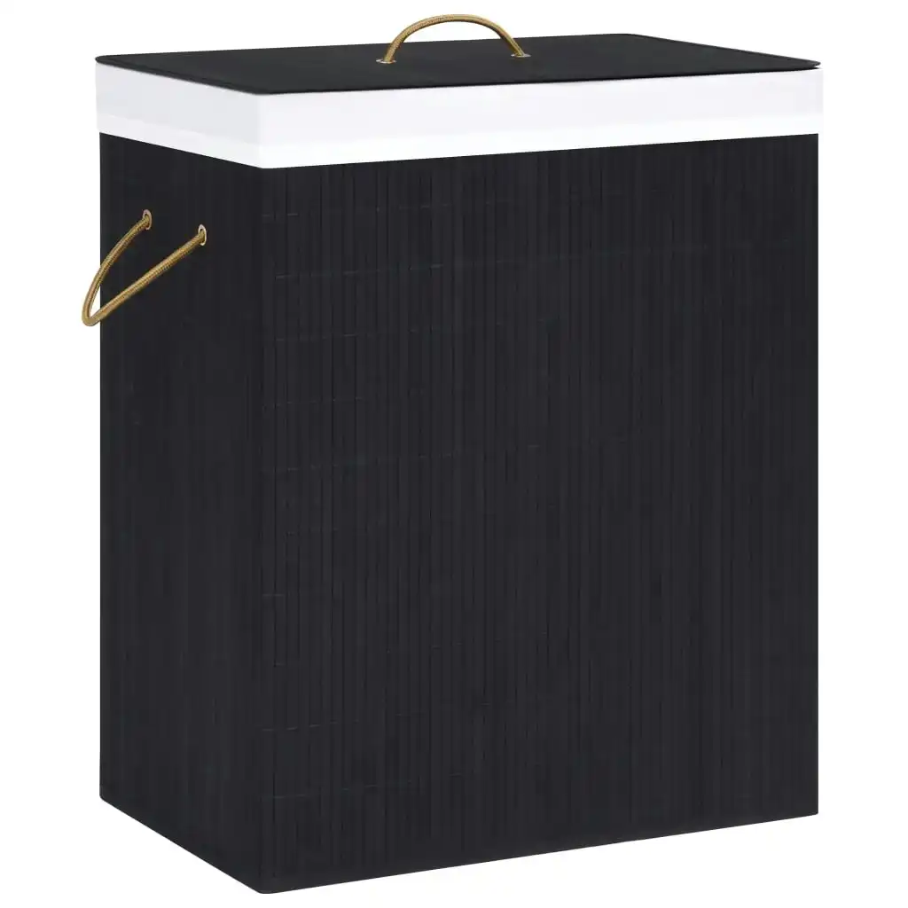 Bamboo Laundry Basket with 2 Sections Black 100 L 320746