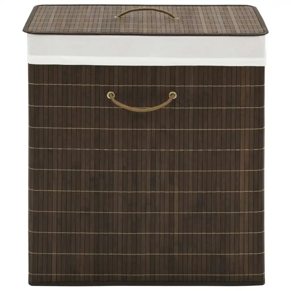 Bamboo Laundry Bin Rectangular Dark Brown 245582