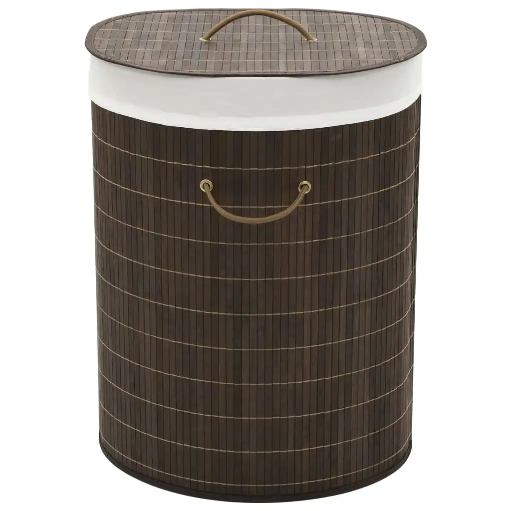 Bamboo Laundry Bin Oval Dark Brown 242728