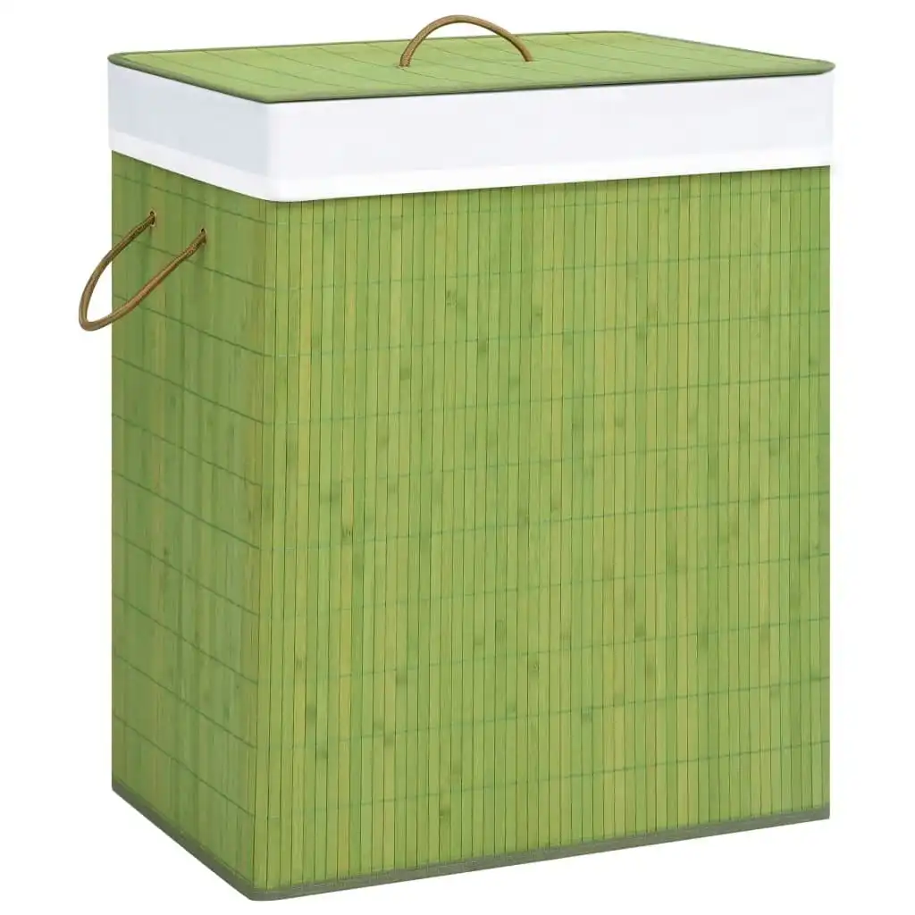 Bamboo Laundry Basket with 2 Sections Green 100 L 320750