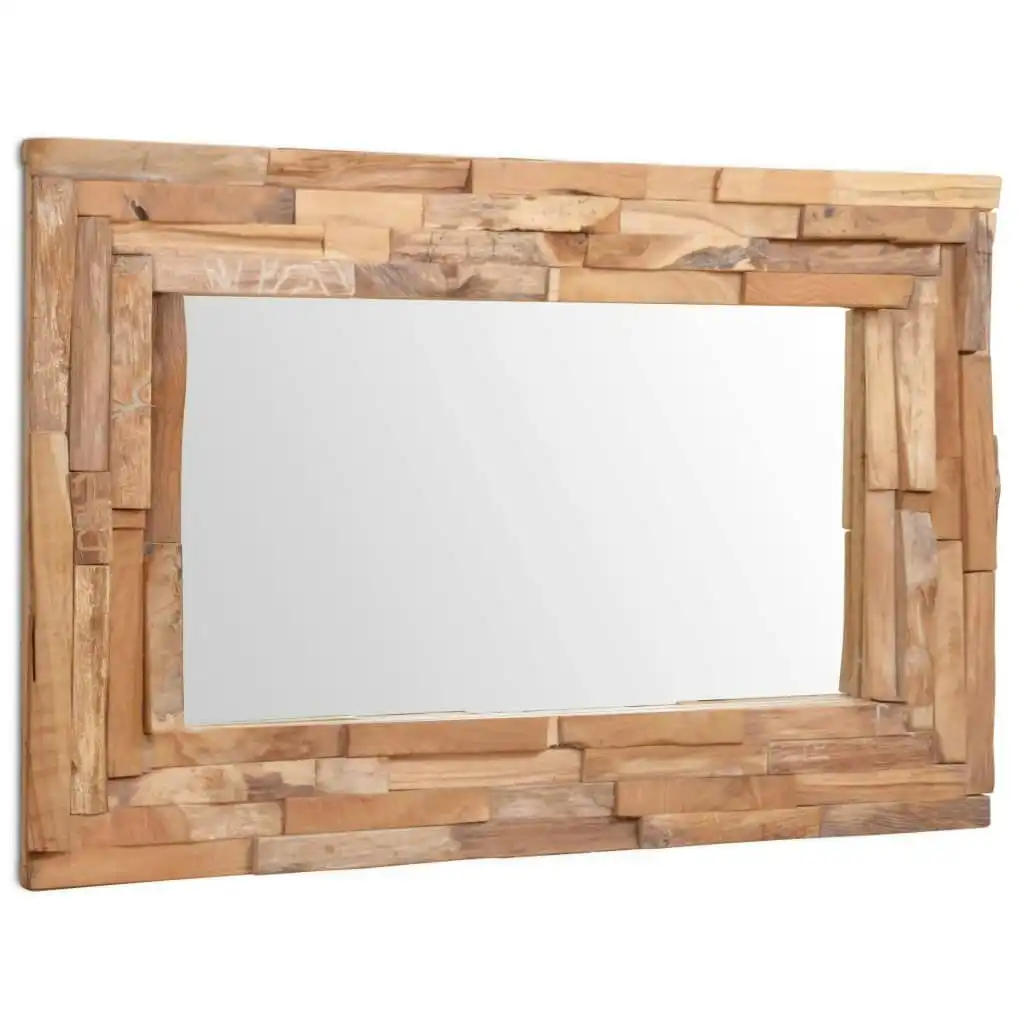 Decorative Mirror Teak 90x60 cm Rectangular 244563