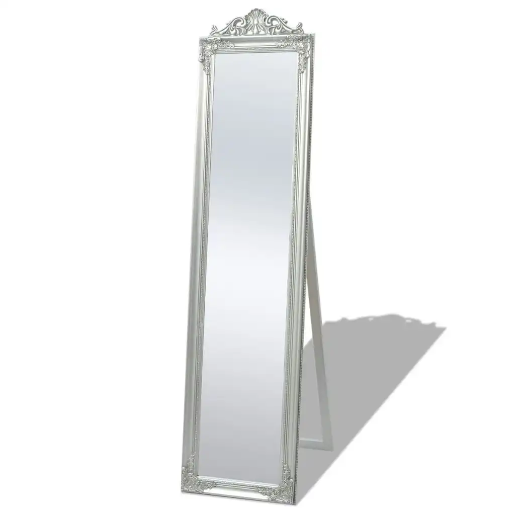 Free-Standing Mirror Baroque Style 160x40 cm Silver 243693