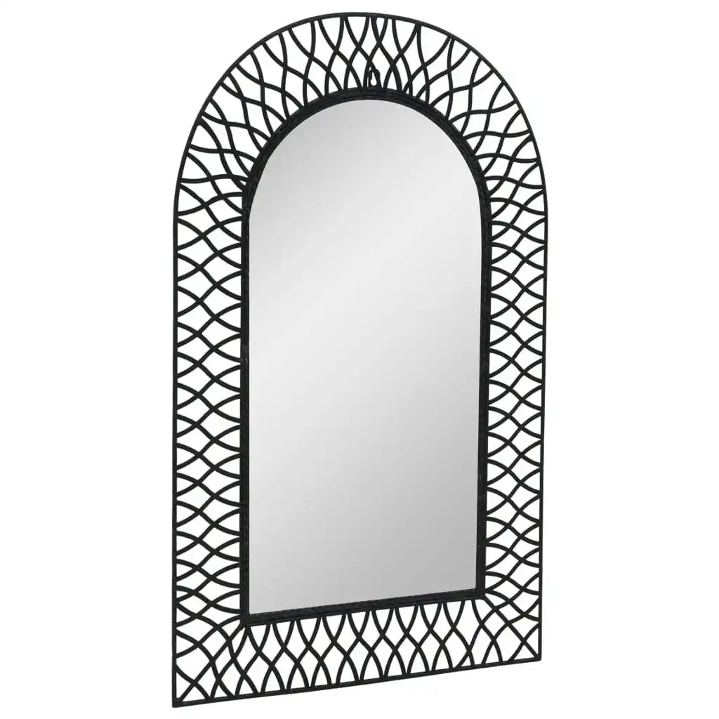 Garden Wall Mirror Arched 50x80 cm Black 275607