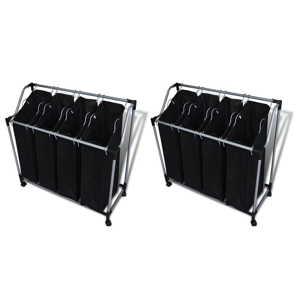 Laundry Sorters with Bags 2 pcs Black and Grey 276041