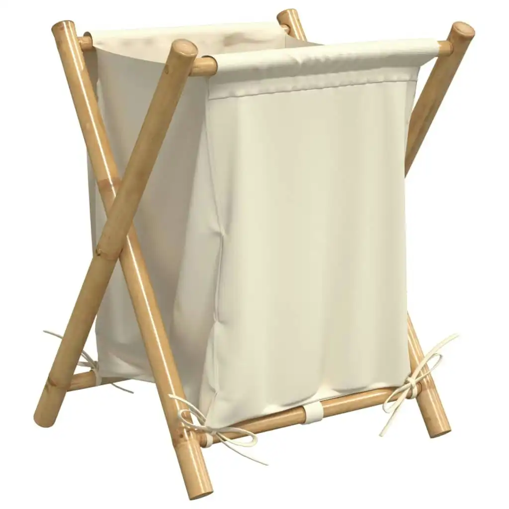 Laundry Basket Cream White 45x55x63.5 cm Bamboo 368035