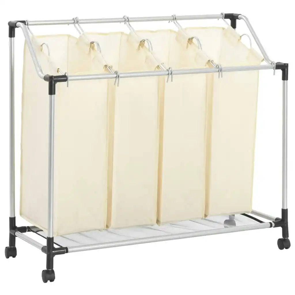 Laundry Sorter with 4 Bags Cream Steel 282428