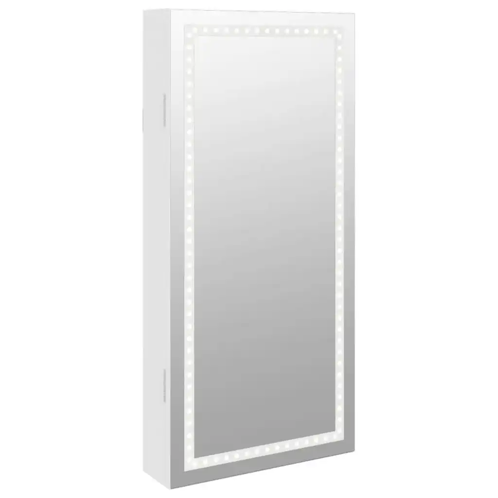 Mirror Jewellery Cabinet with LED Lights Wall Mounted White 353247